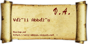 Váli Abbás névjegykártya